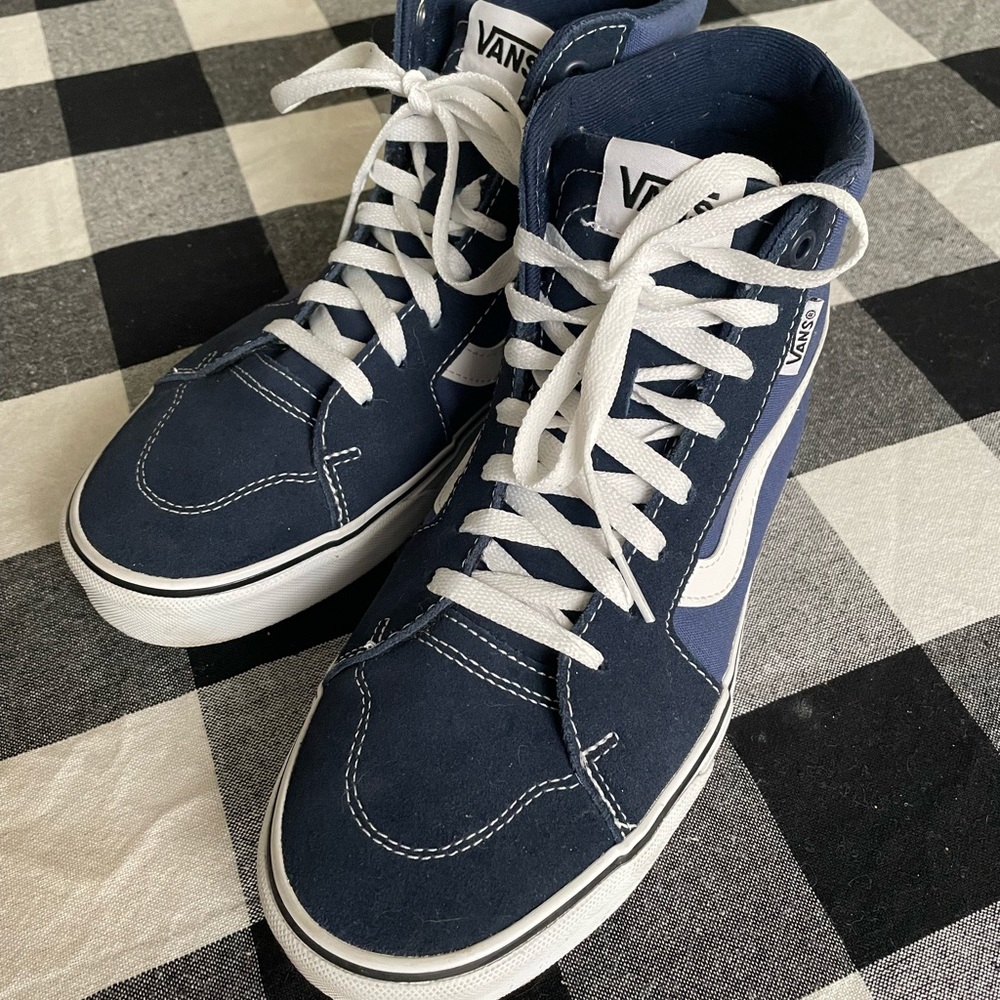 Hi Top Old Skool Vans- blue (size 10 women)